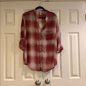 Shear red plaid shirt